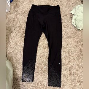 Lululemon Black Leggings with Reflective Scallop Edge